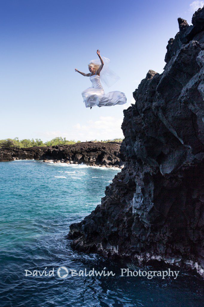 bride jumping from cliff at the end of the world 