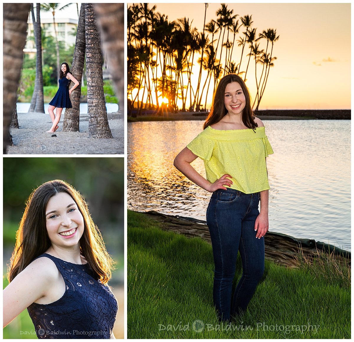 senior portrait at sunset at a-bay